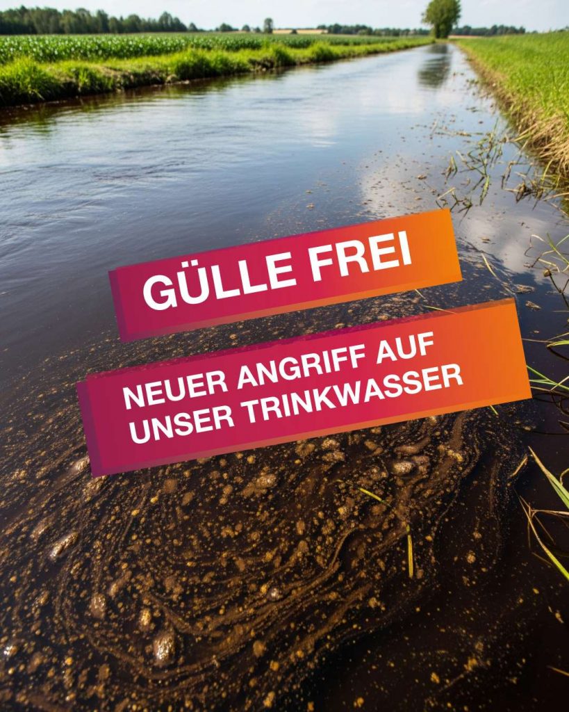 Gülle frei verschmutztes Trinkwasser mit Gülle drin